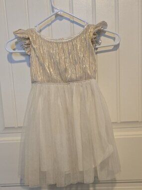 Toddler Shimmer Gold & Ivory Dress